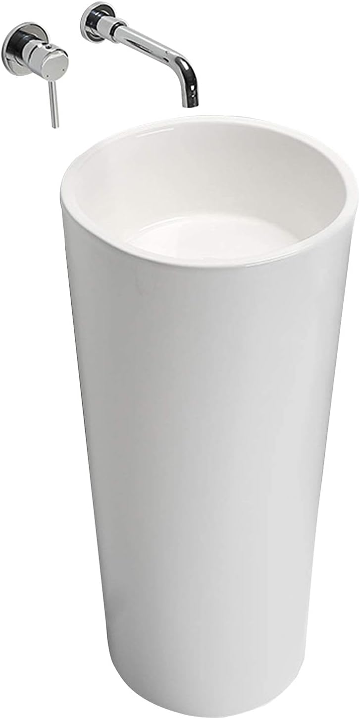 Siamese Round Vessel Sink, White