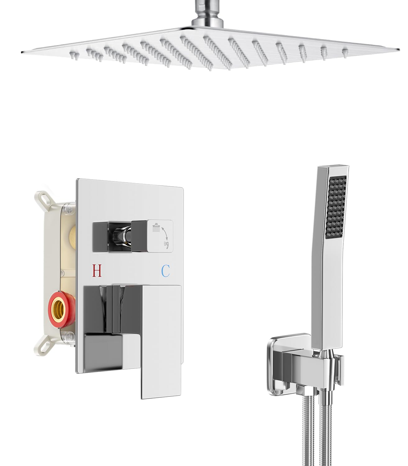 Black Shower Faucet Set - 10"
