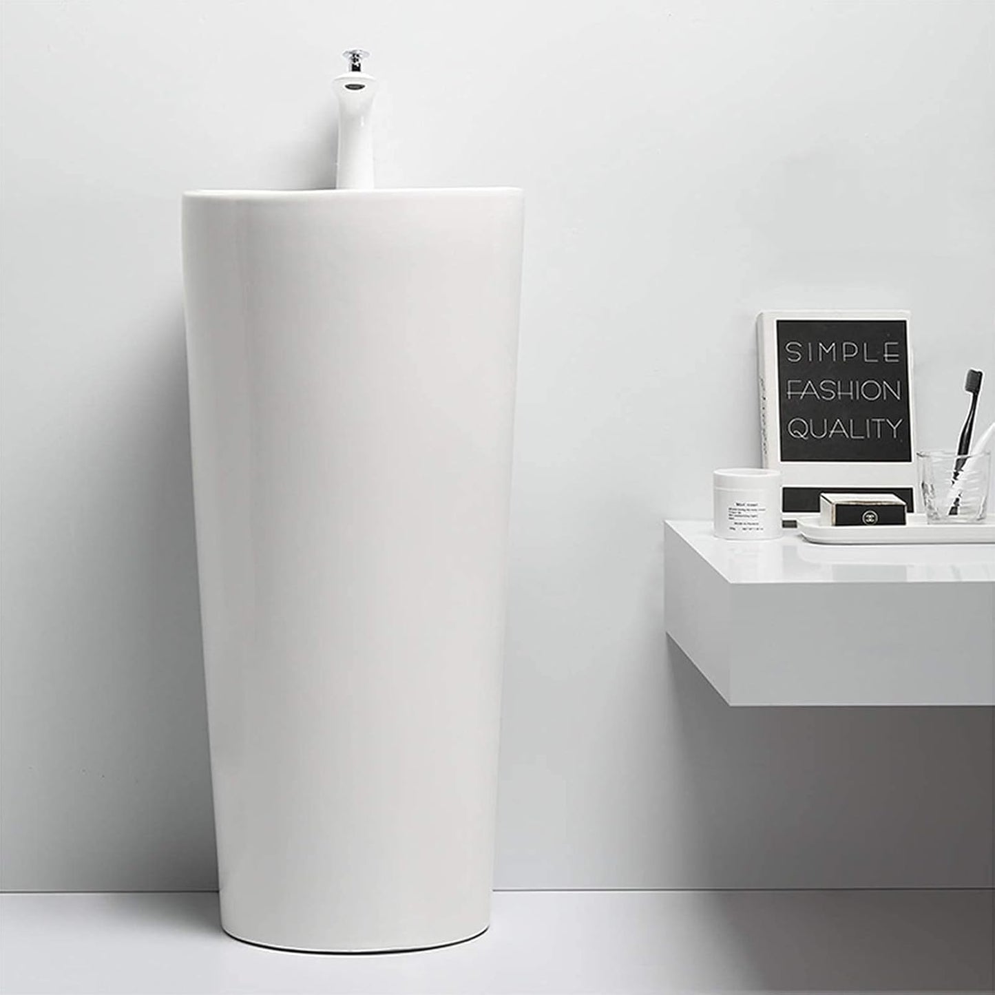 Siamese Round Vessel Sink, White