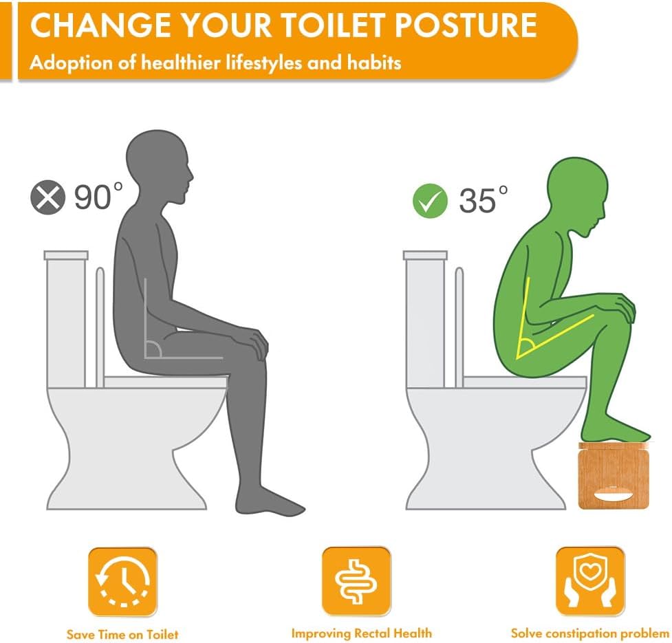 Foldable 7" Toilet Stool – Bamboo