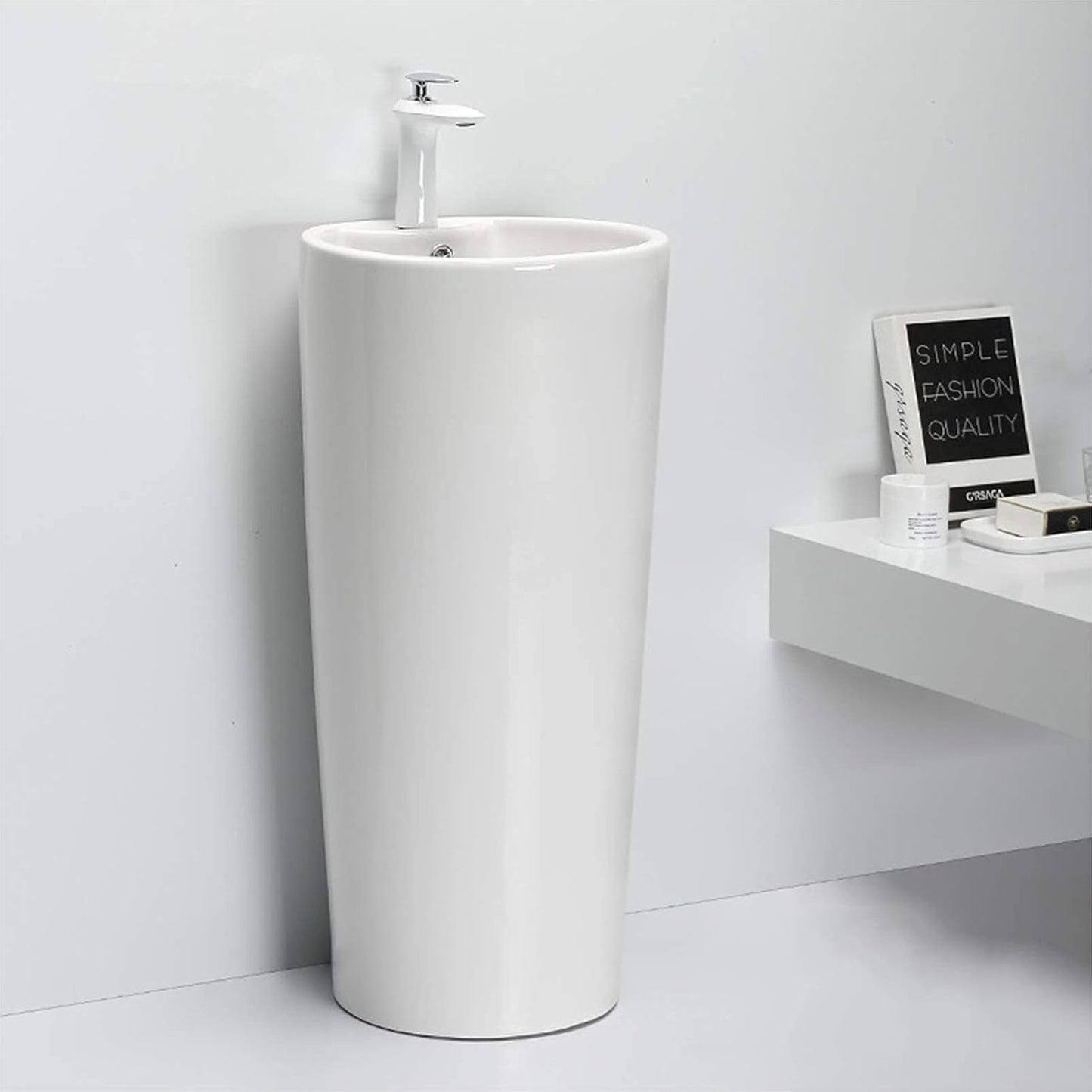 Siamese Round Vessel Sink, White