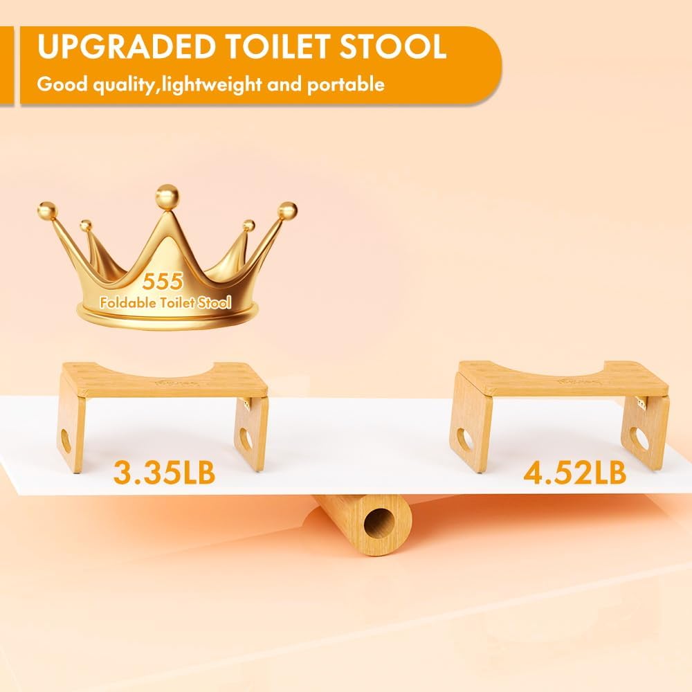 Foldable 7" Toilet Stool – Bamboo