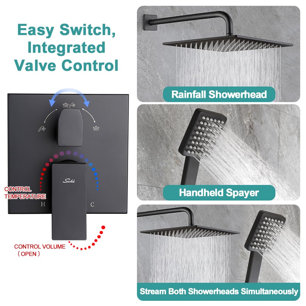 10" Matte Black Rain Shower Set