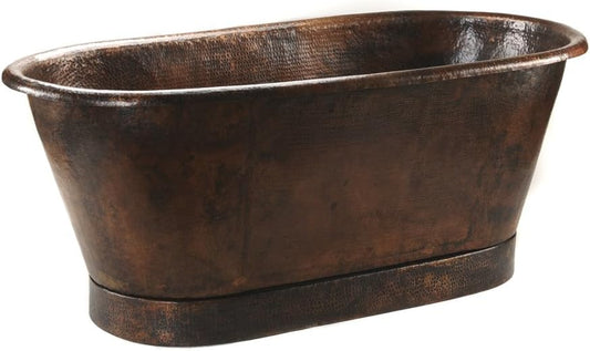 72" Hammered Copper Bathtub