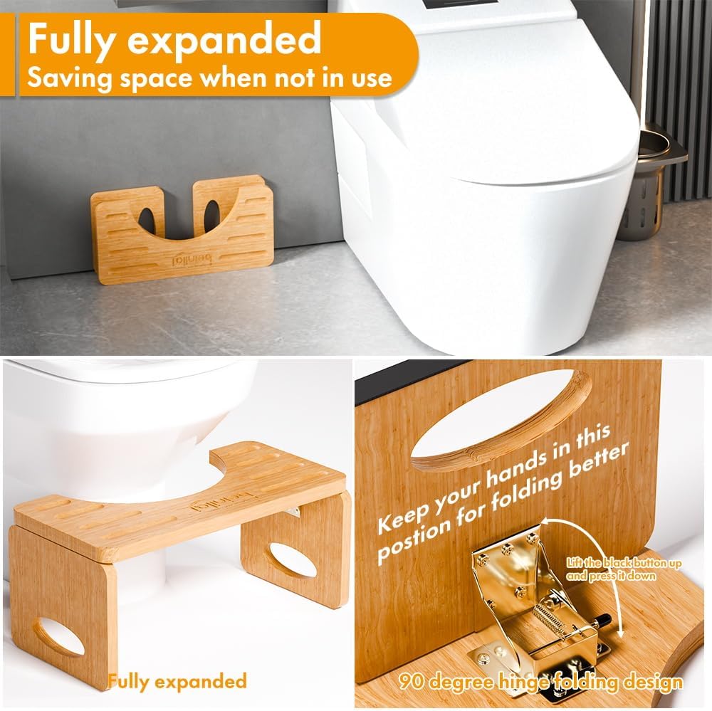 Foldable 7" Toilet Stool – Bamboo