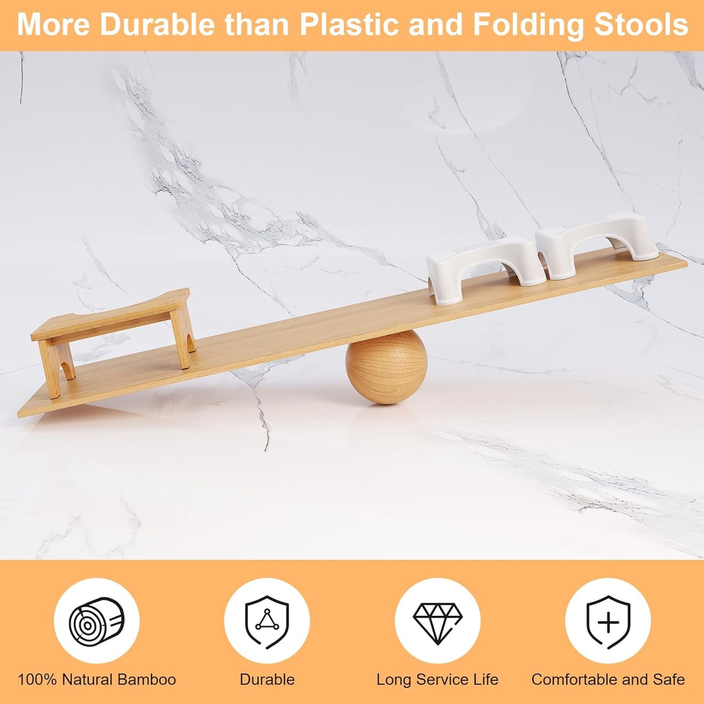 7" Bamboo Toilet Stool – Non-Slip
