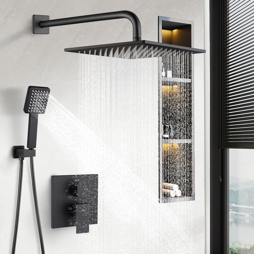 10" Matte Black Rain Shower Set