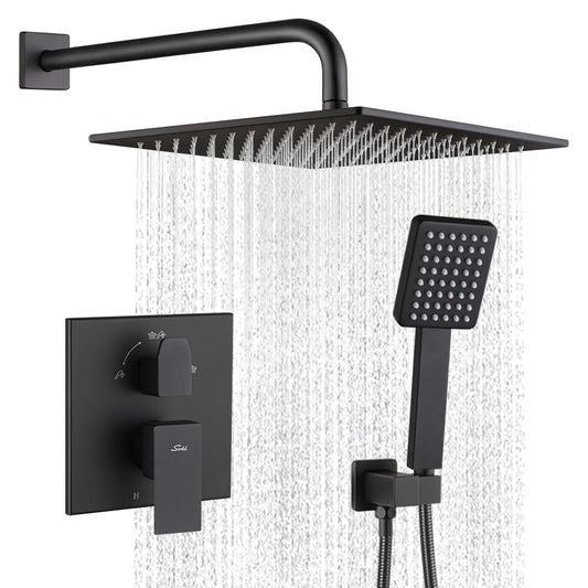 10" Matte Black Rain Shower Set