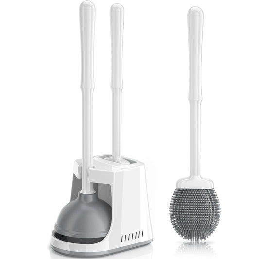 Toilet Brush & Plunger Set – White
