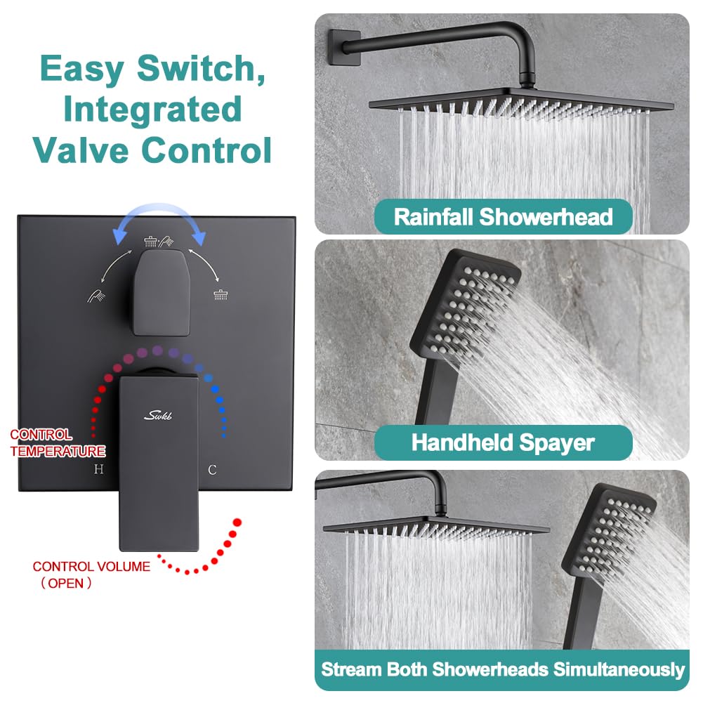 10" Matte Black Rain Shower Set