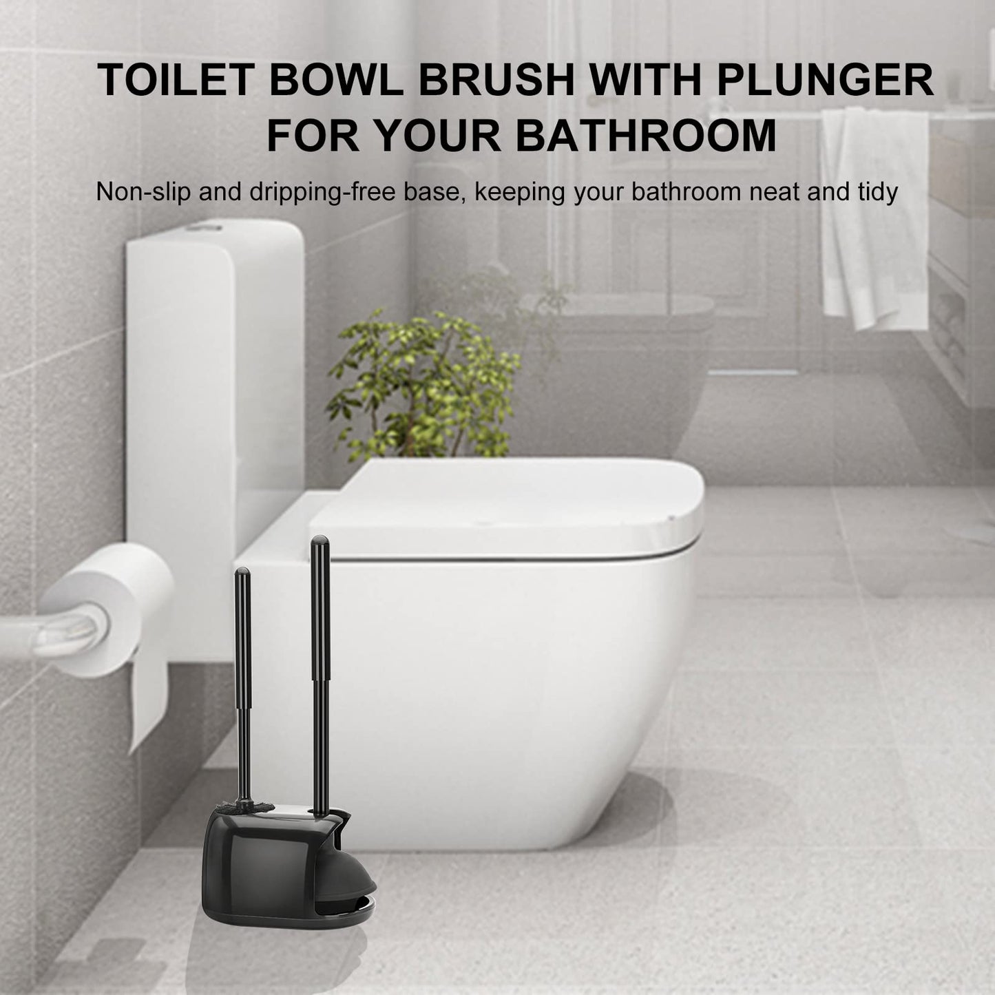 SetSail Toilet Brush & Plunger Combo, Black