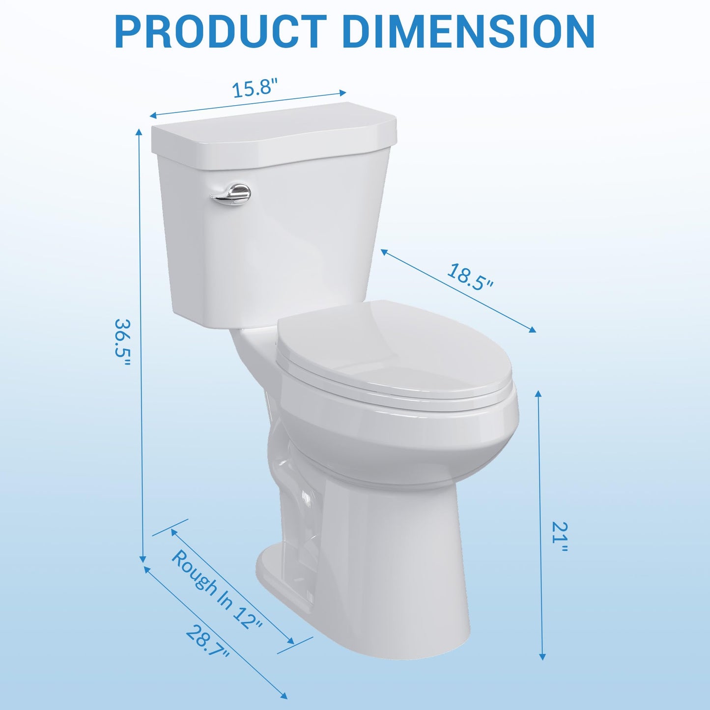 21" ADA Toilet – Dual Flush, White