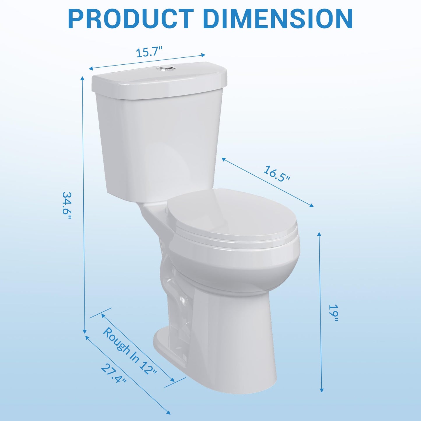 21" ADA Toilet – Dual Flush, White