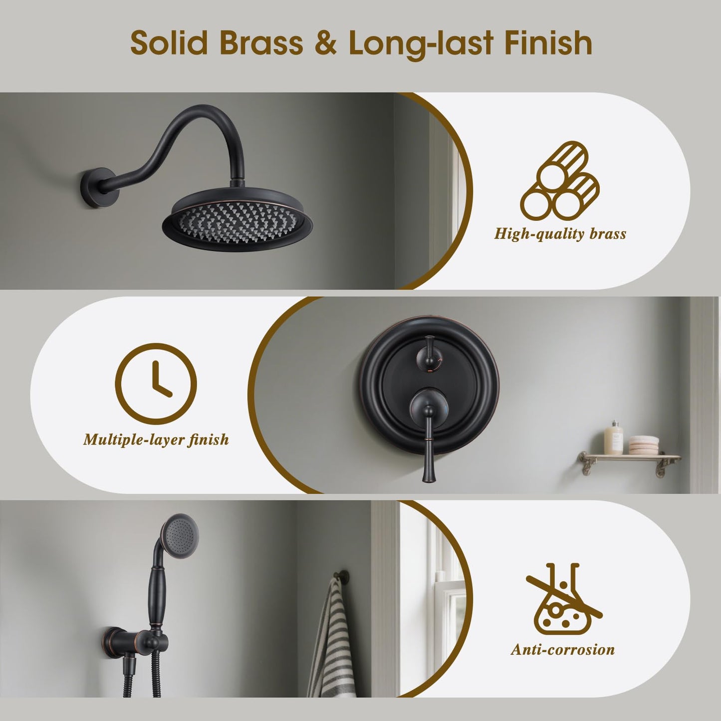 Rain Shower System – Brushed Gold