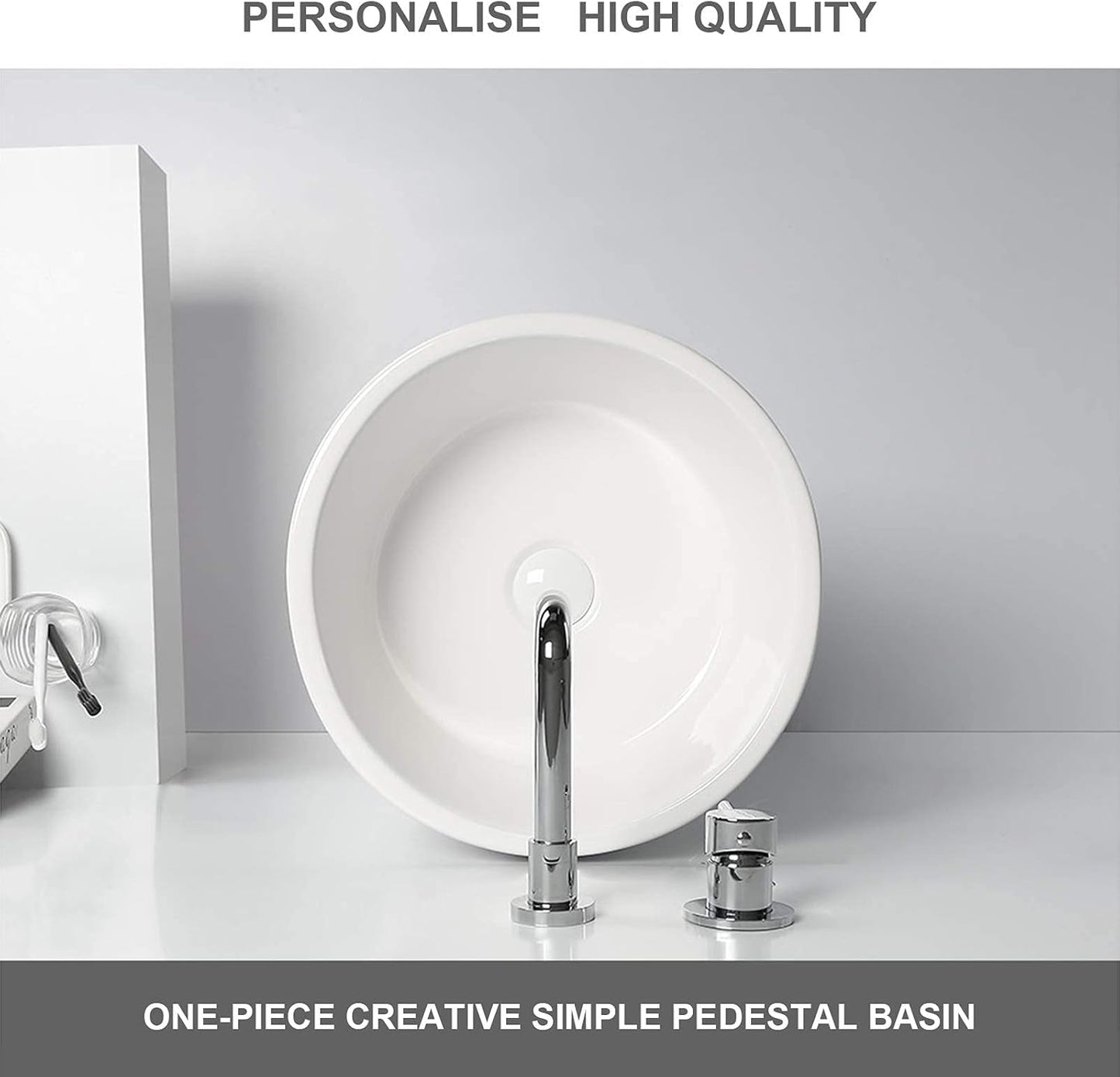 Siamese Round Vessel Sink, White