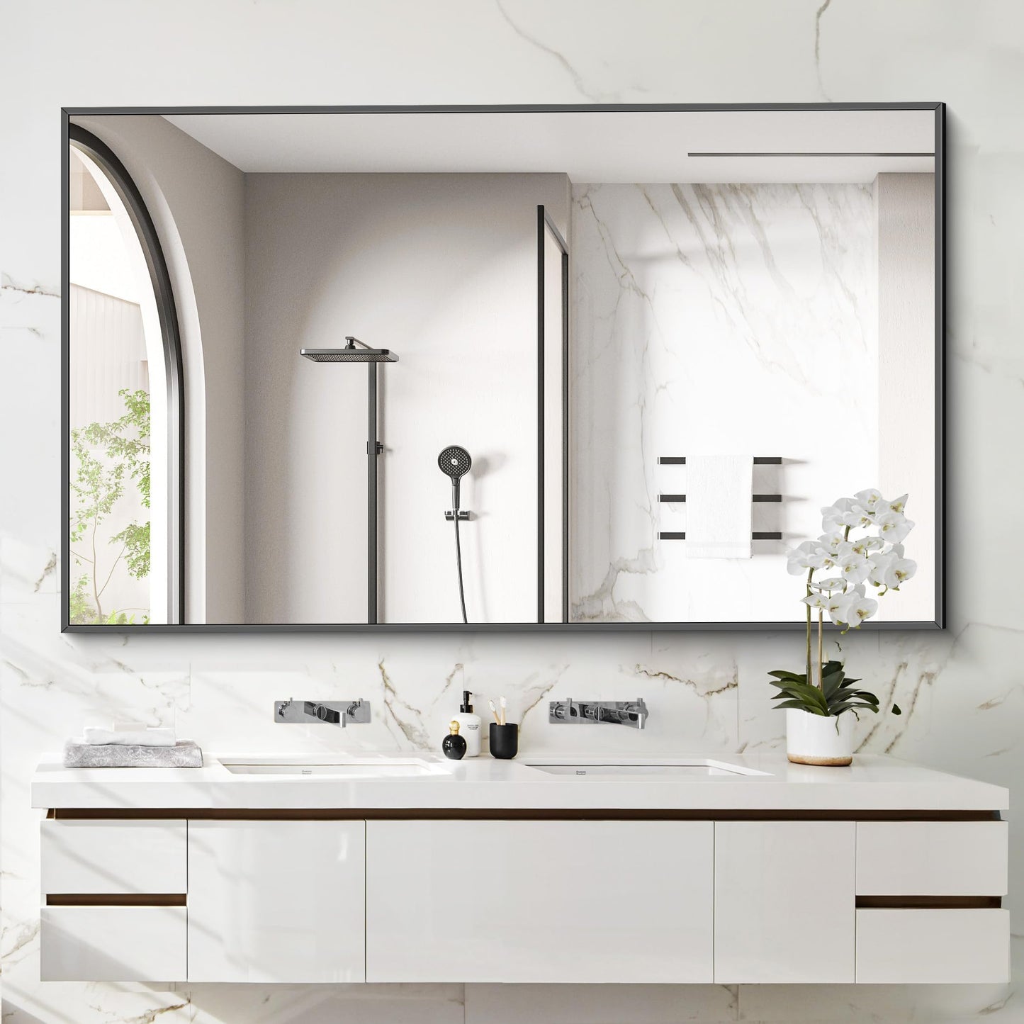 40x48 Black Bathroom Mirror