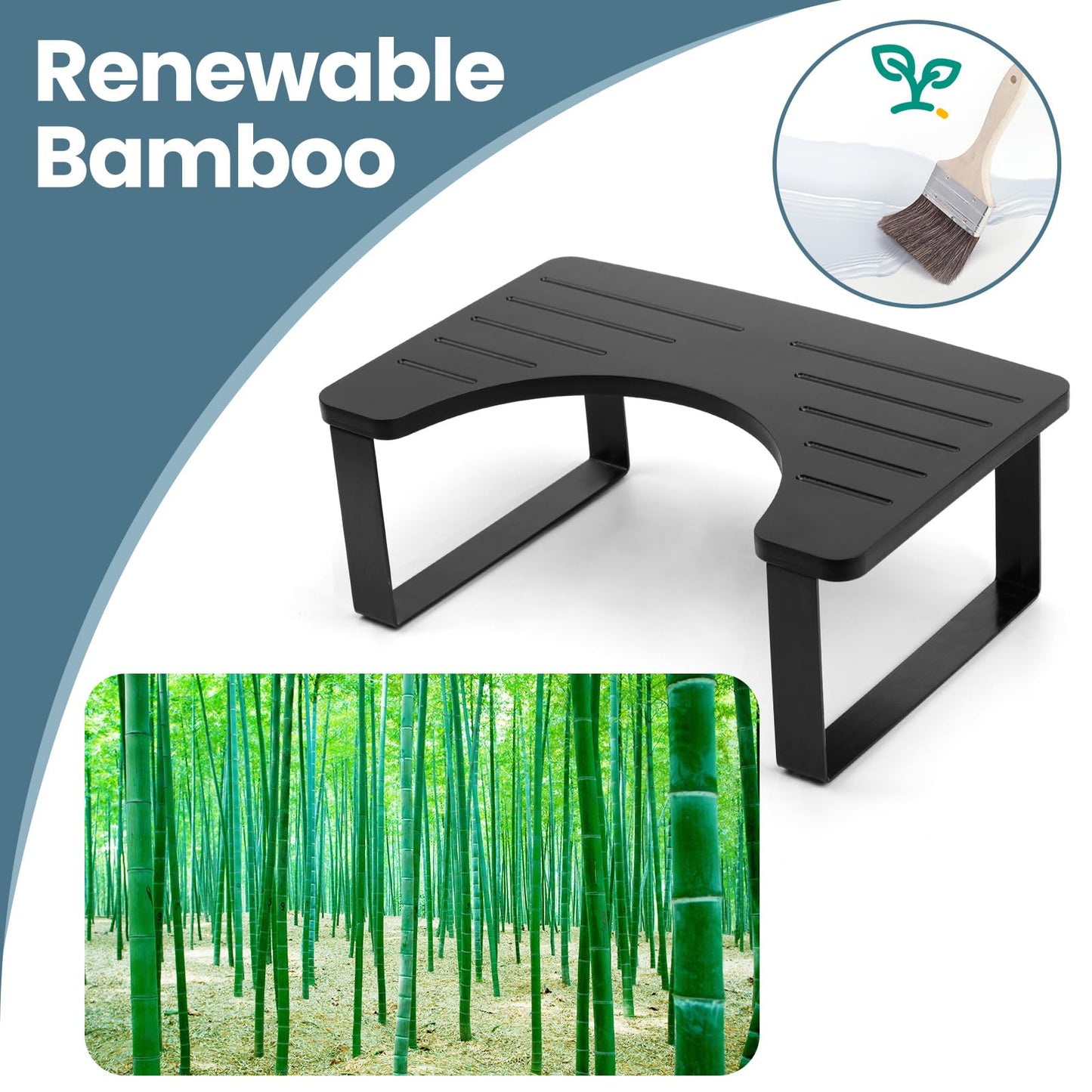 Black Bamboo Toilet Stool – Anti-Slip