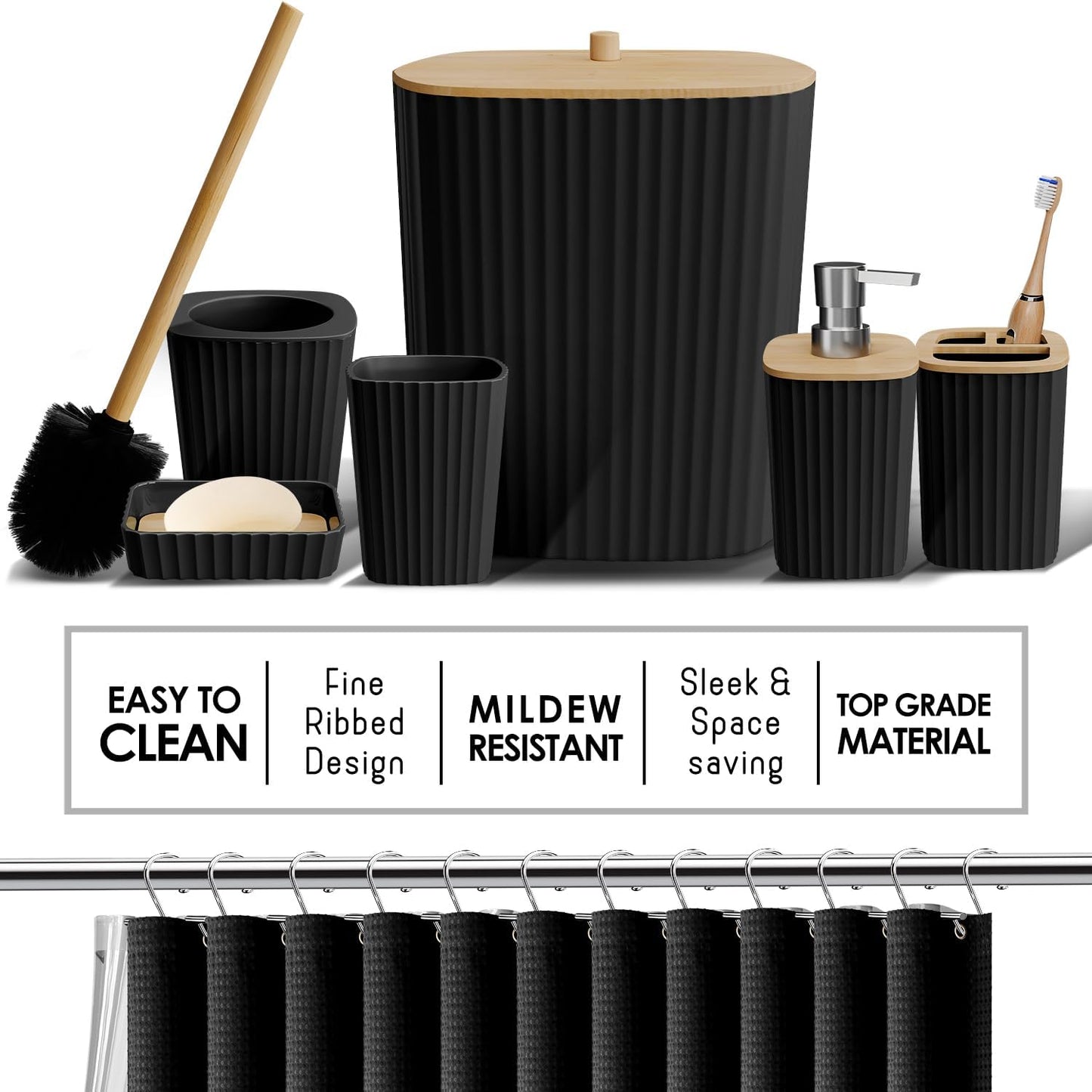 Bathroom Accessory Set – 27PC Black