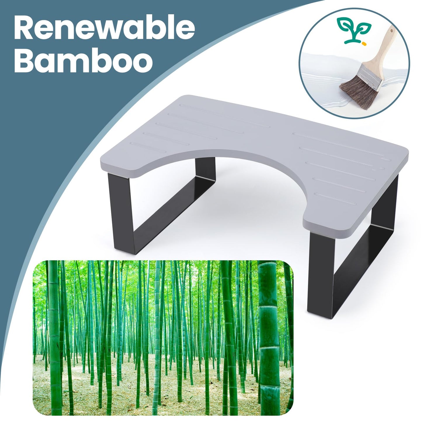 Black Bamboo Toilet Stool – Anti-Slip