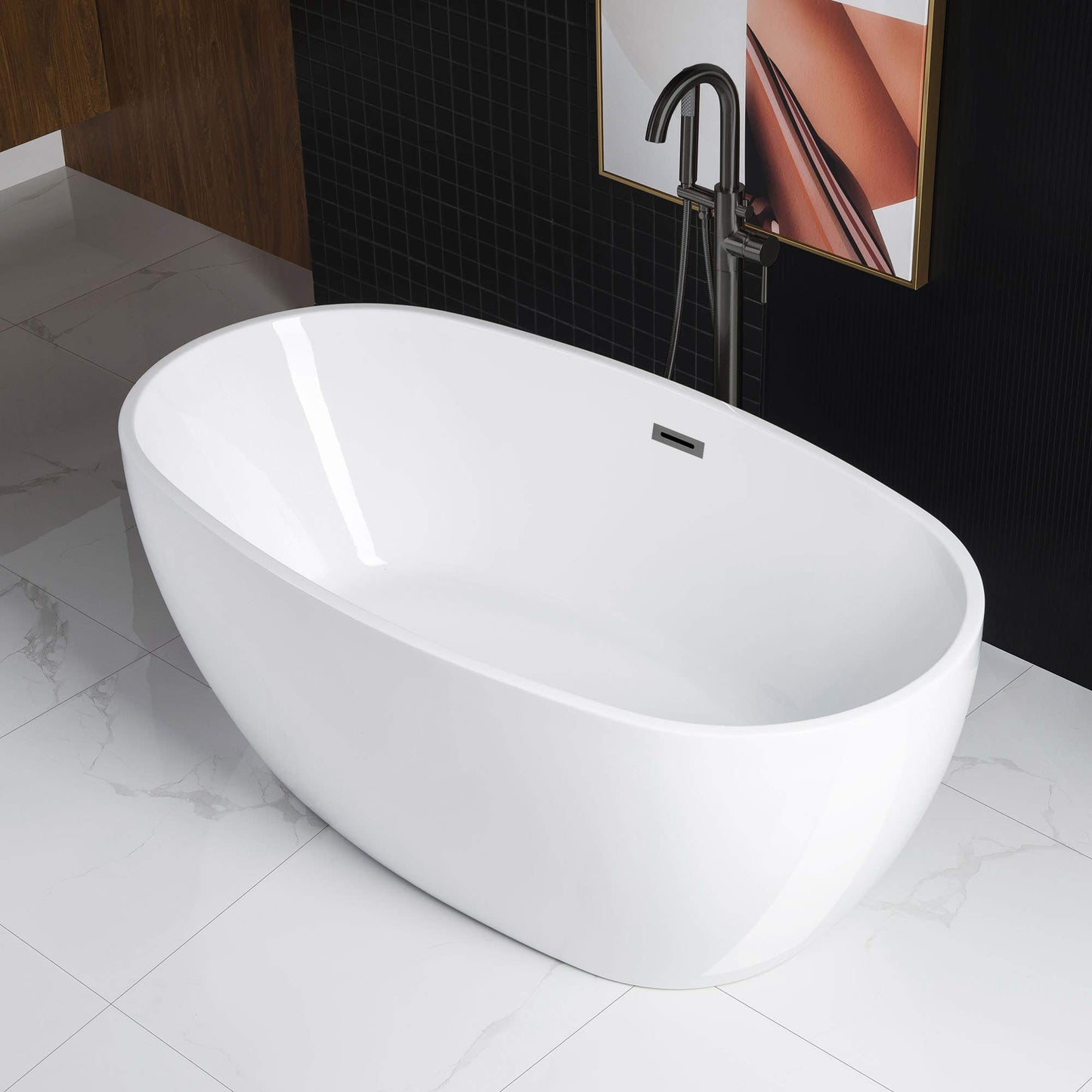 59" WOODBRIDGE Tub - White