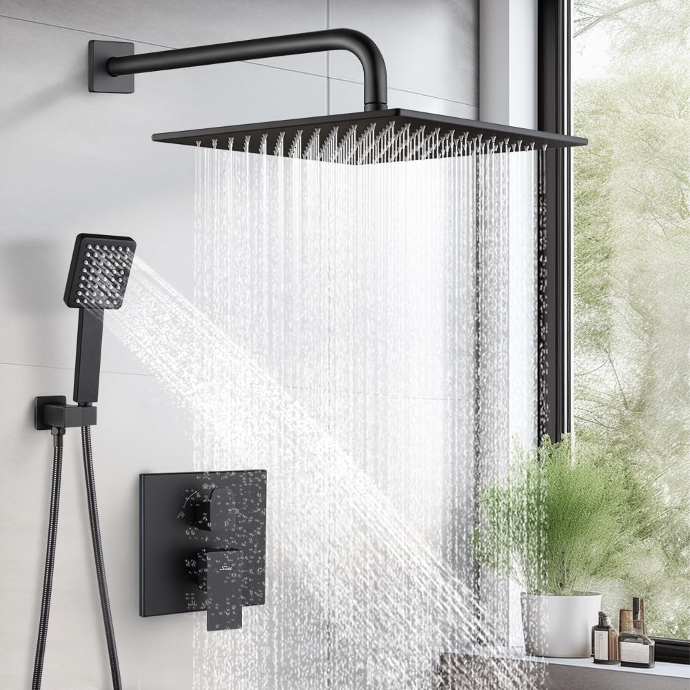 10" Matte Black Rain Shower Set