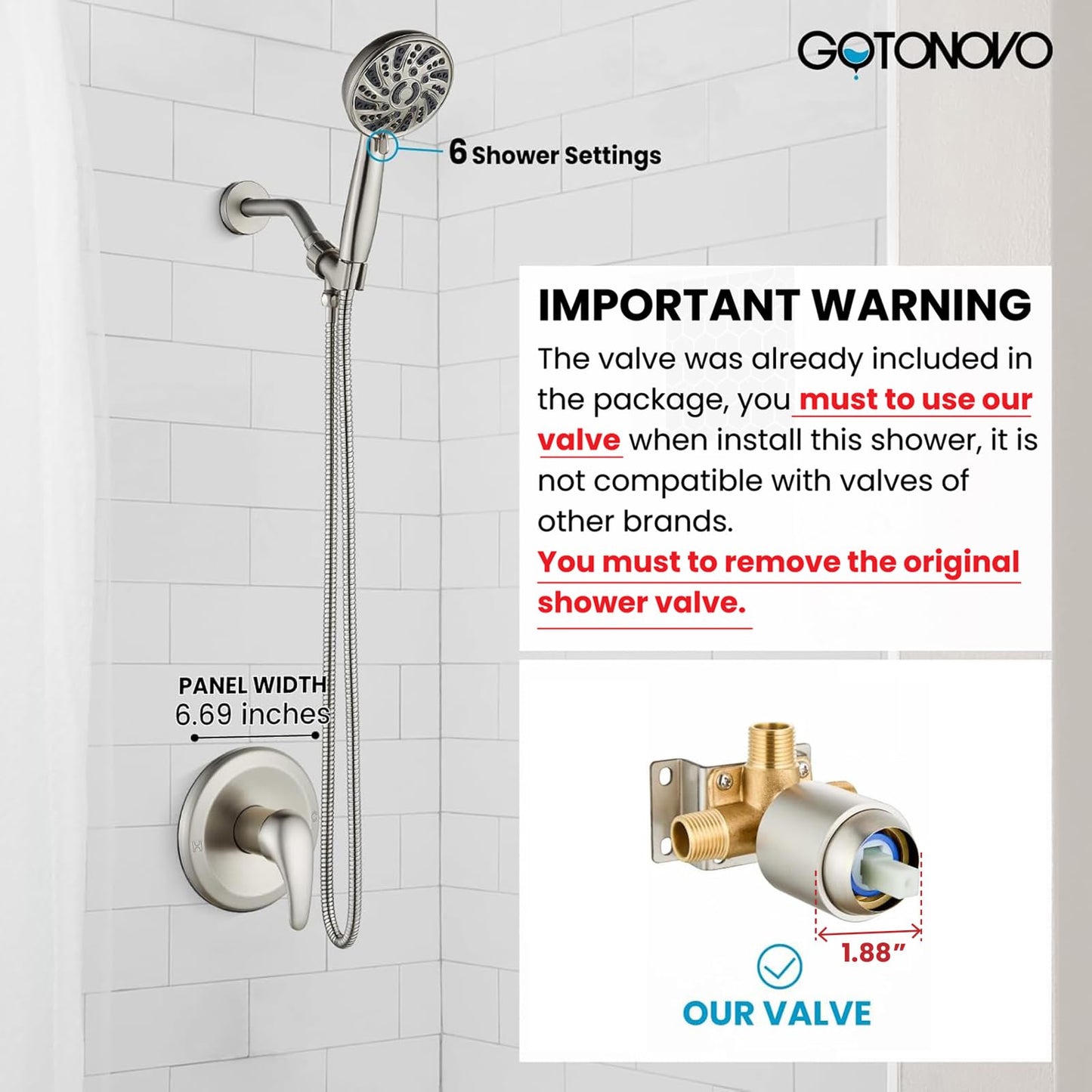 gotonovo Matte Black Shower Set