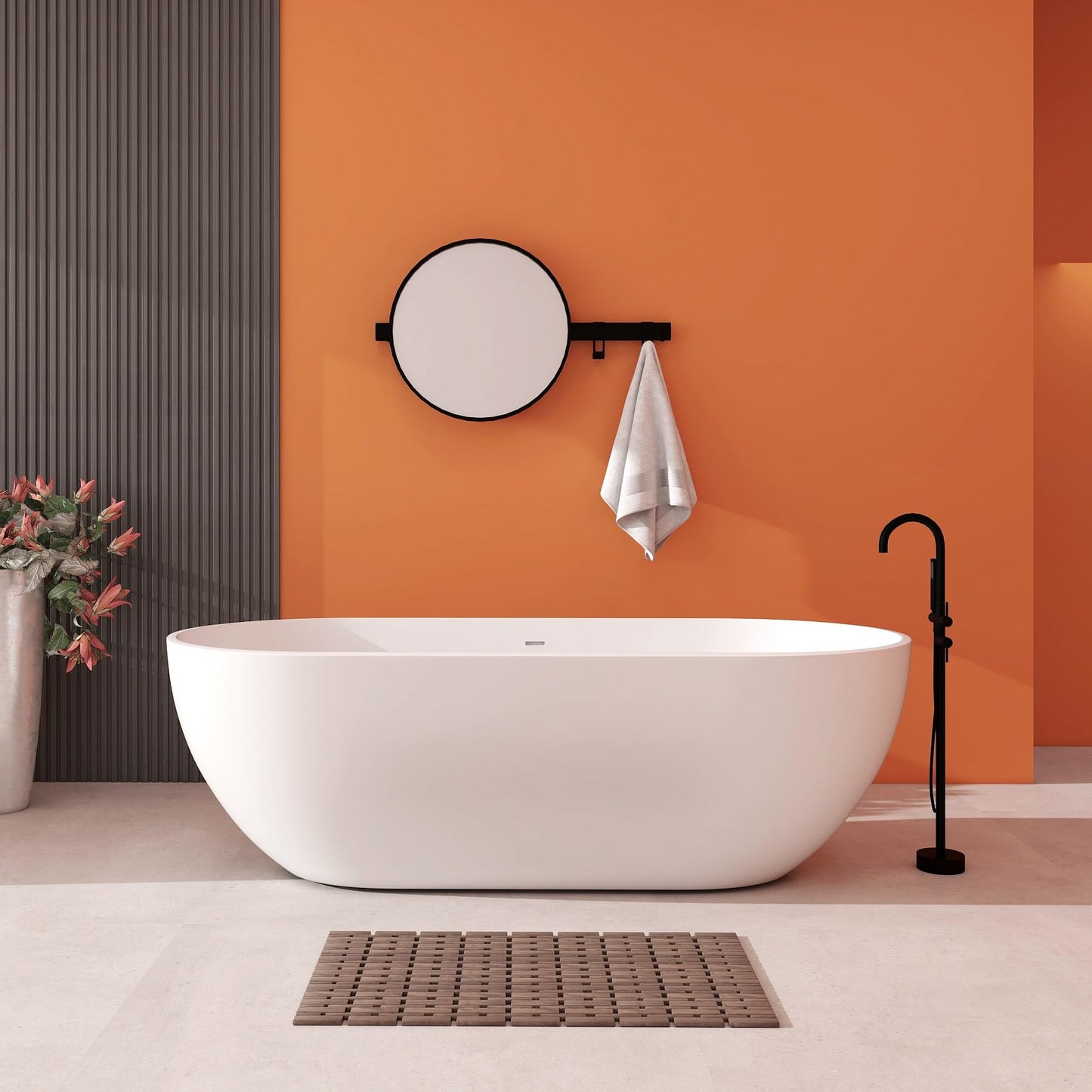 65" Solid Surface Tub - Cream