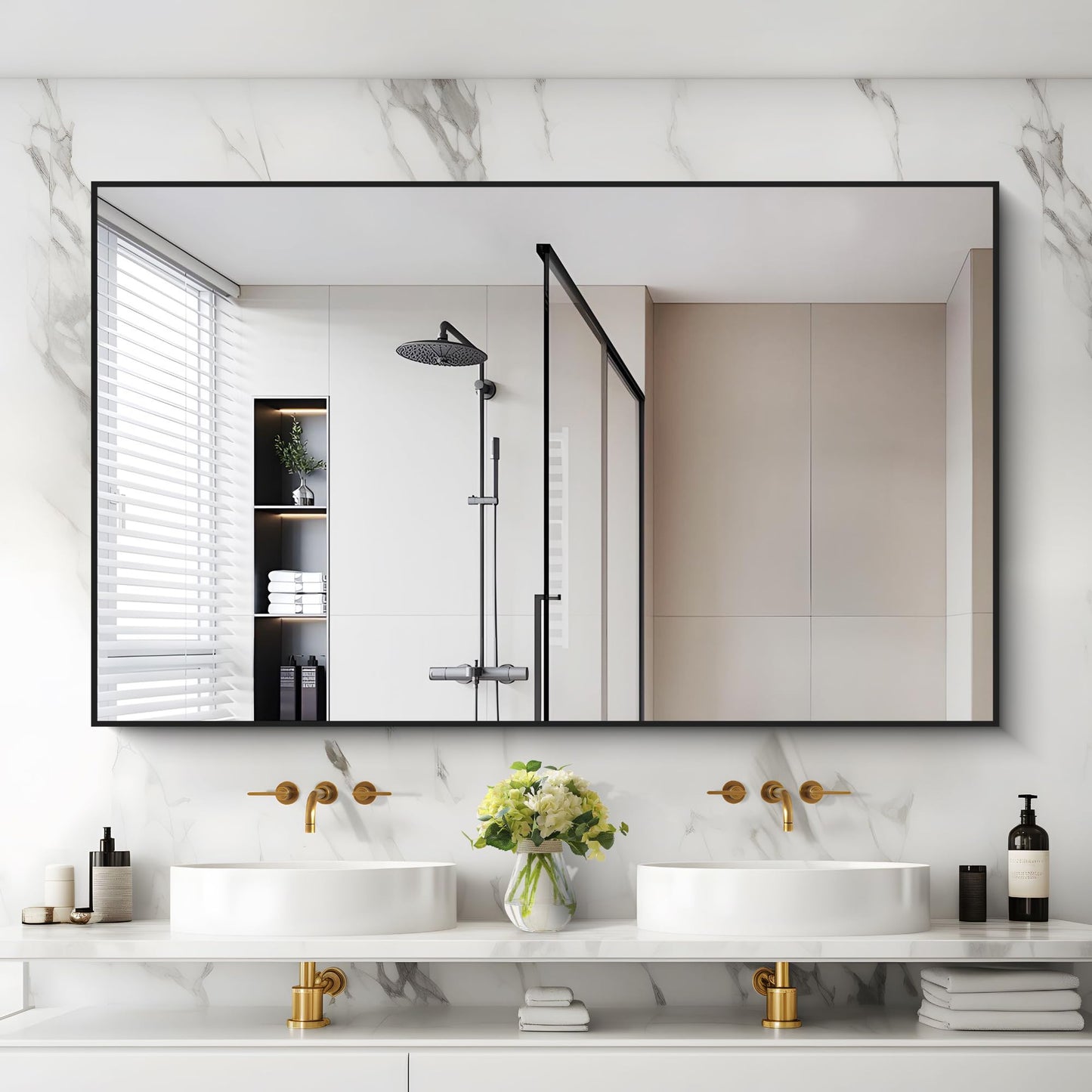 40x48 Black Bathroom Mirror