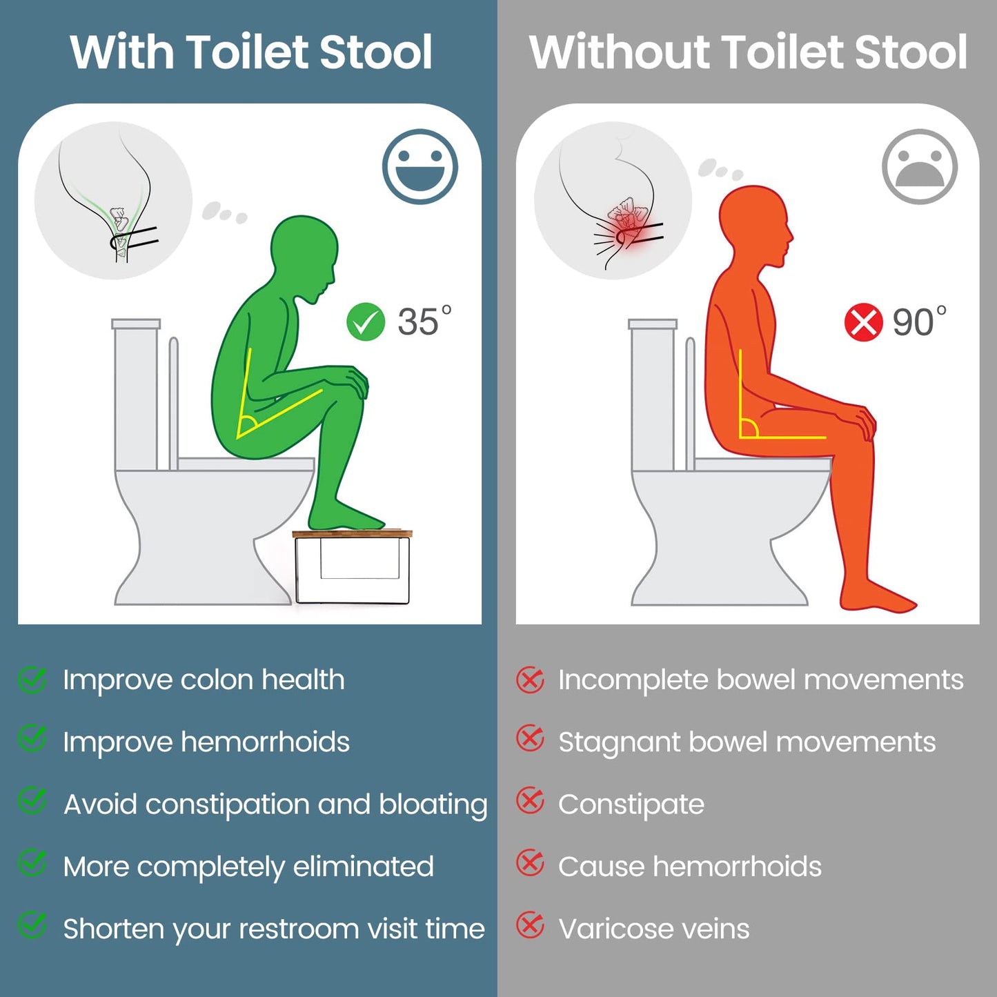Black Bamboo Toilet Stool – Anti-Slip