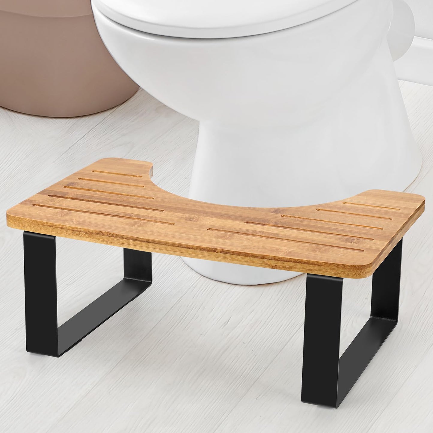 Black Bamboo Toilet Stool – Anti-Slip