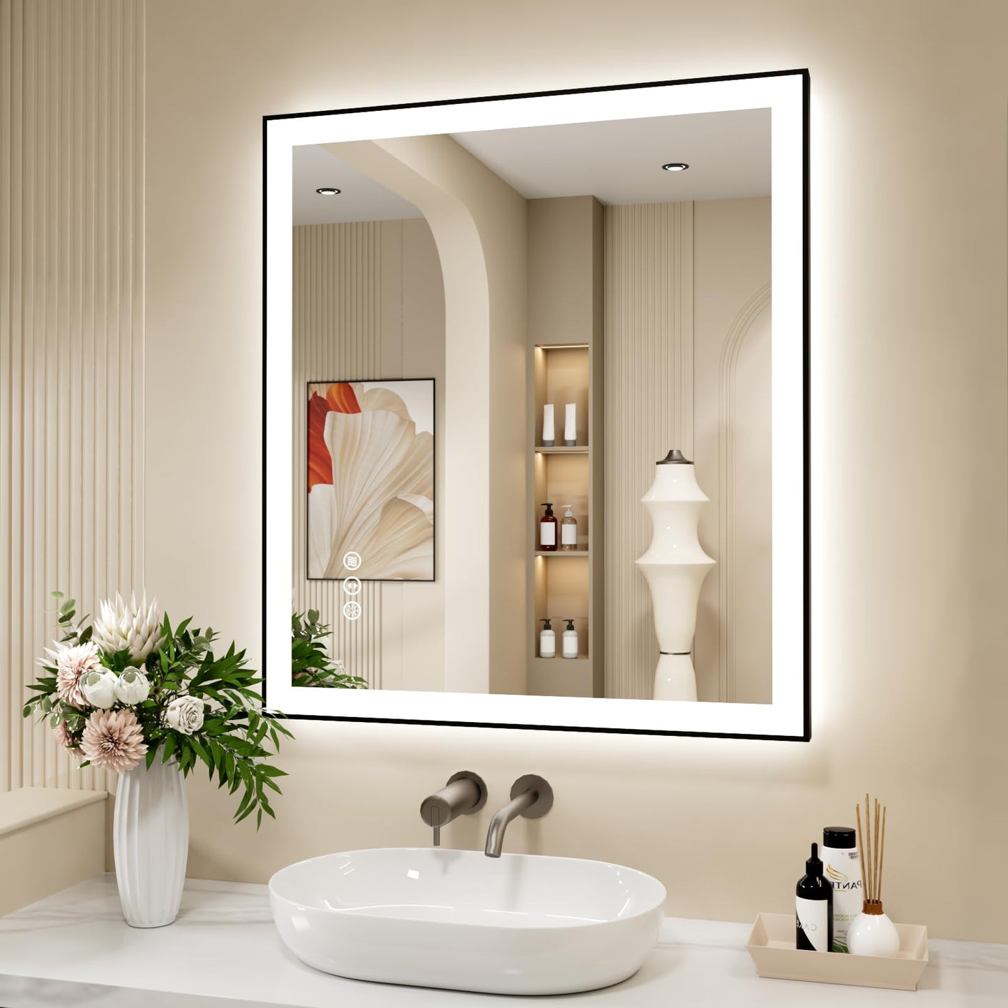 72x32 Gold LED Bathroom Mirror