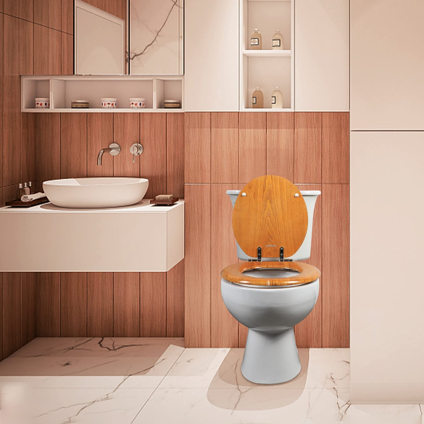Angel Shield Wood Toilet Seat