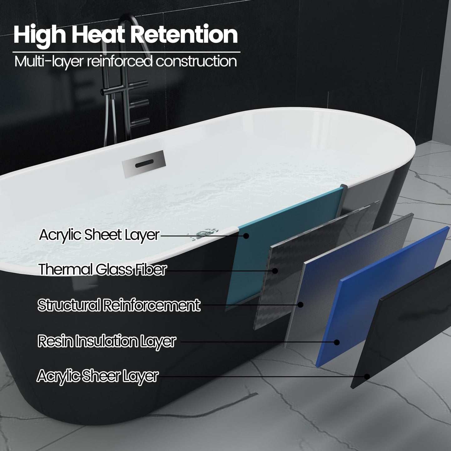 59" Freestanding Tub - White