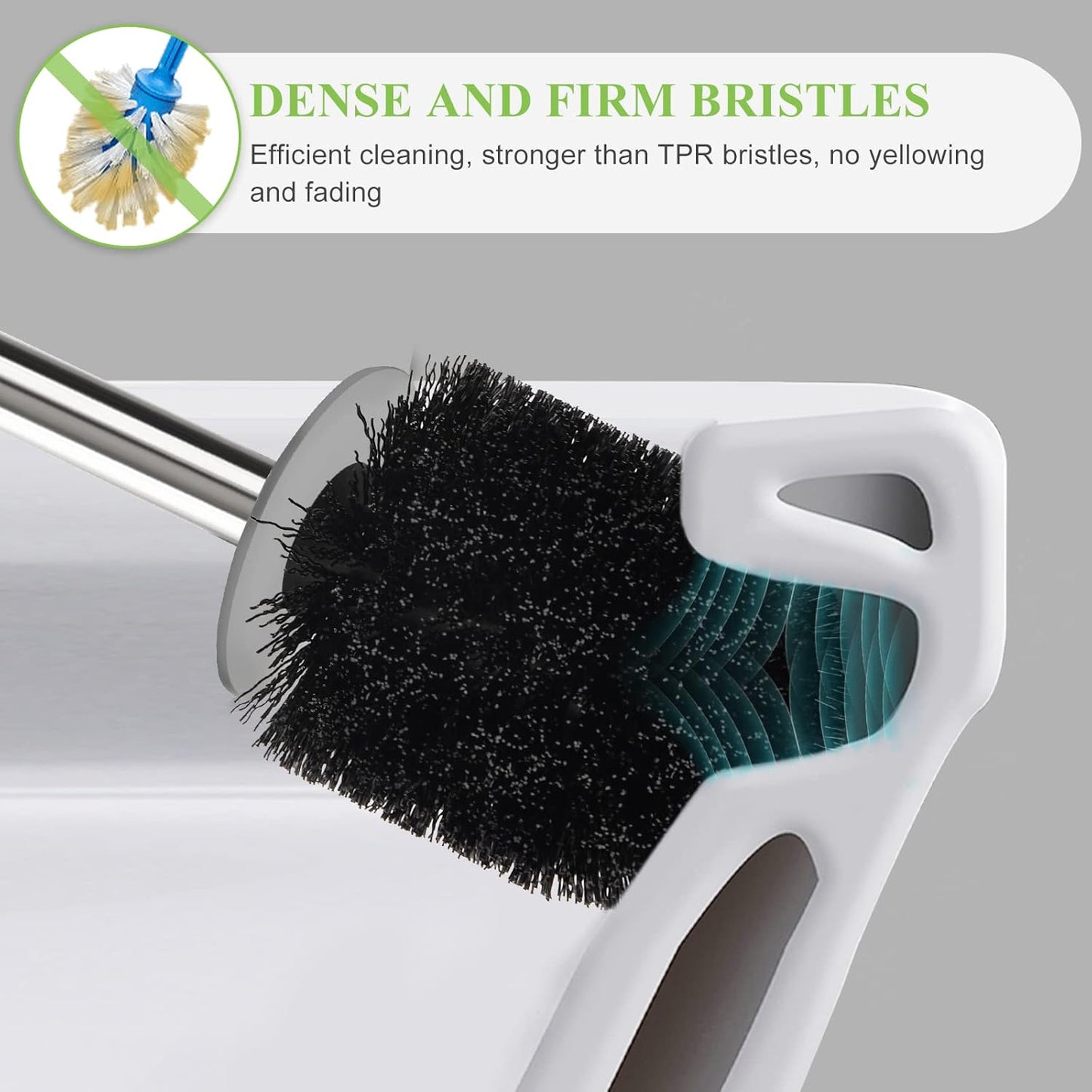 Compact Toilet Brush & Holder, White & Grey