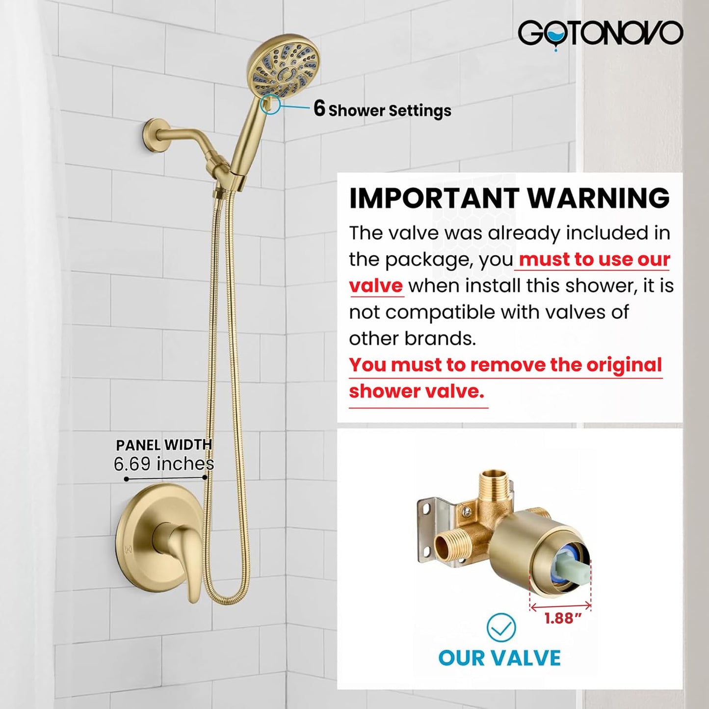 gotonovo Matte Black Shower Set