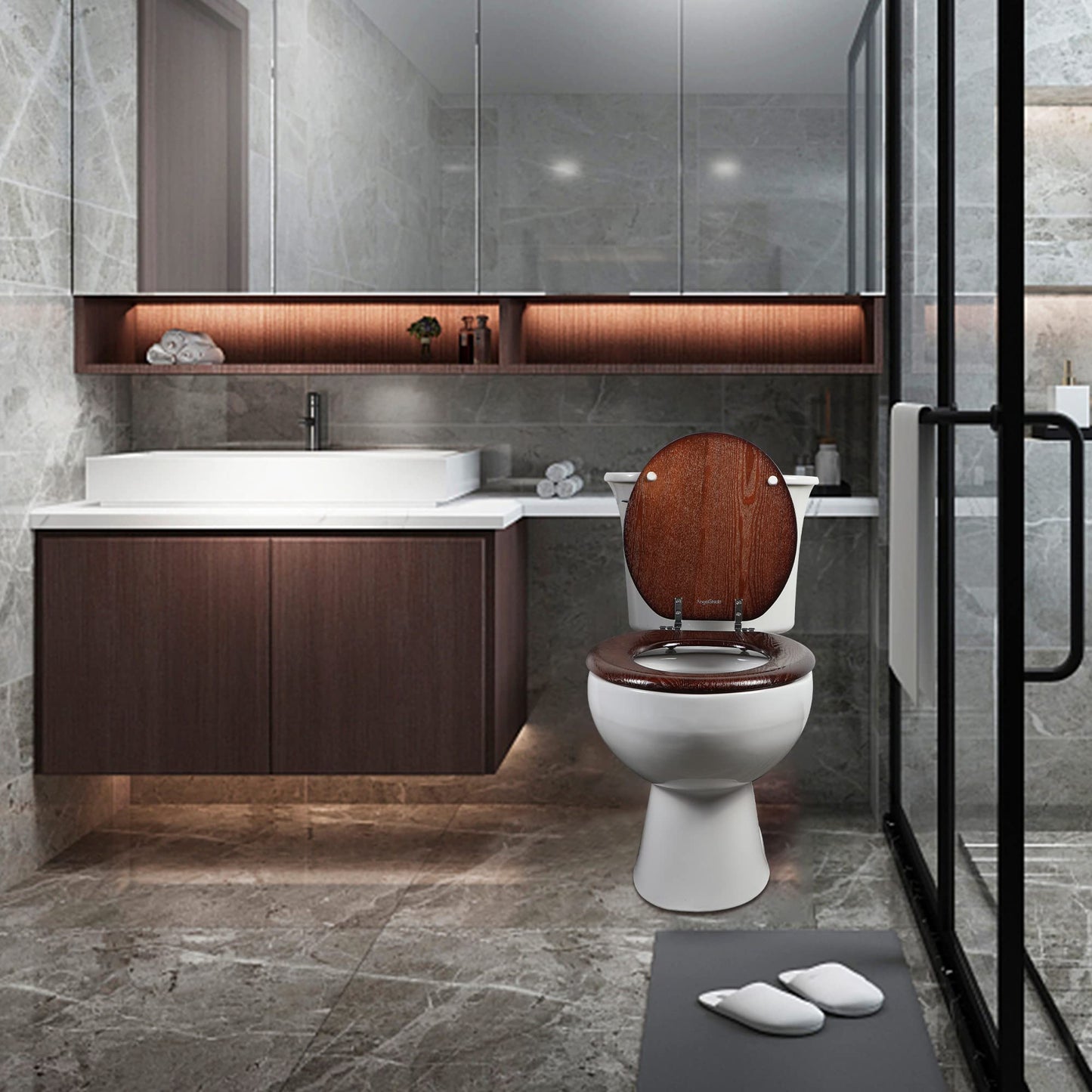 Angel Shield Wood Toilet Seat