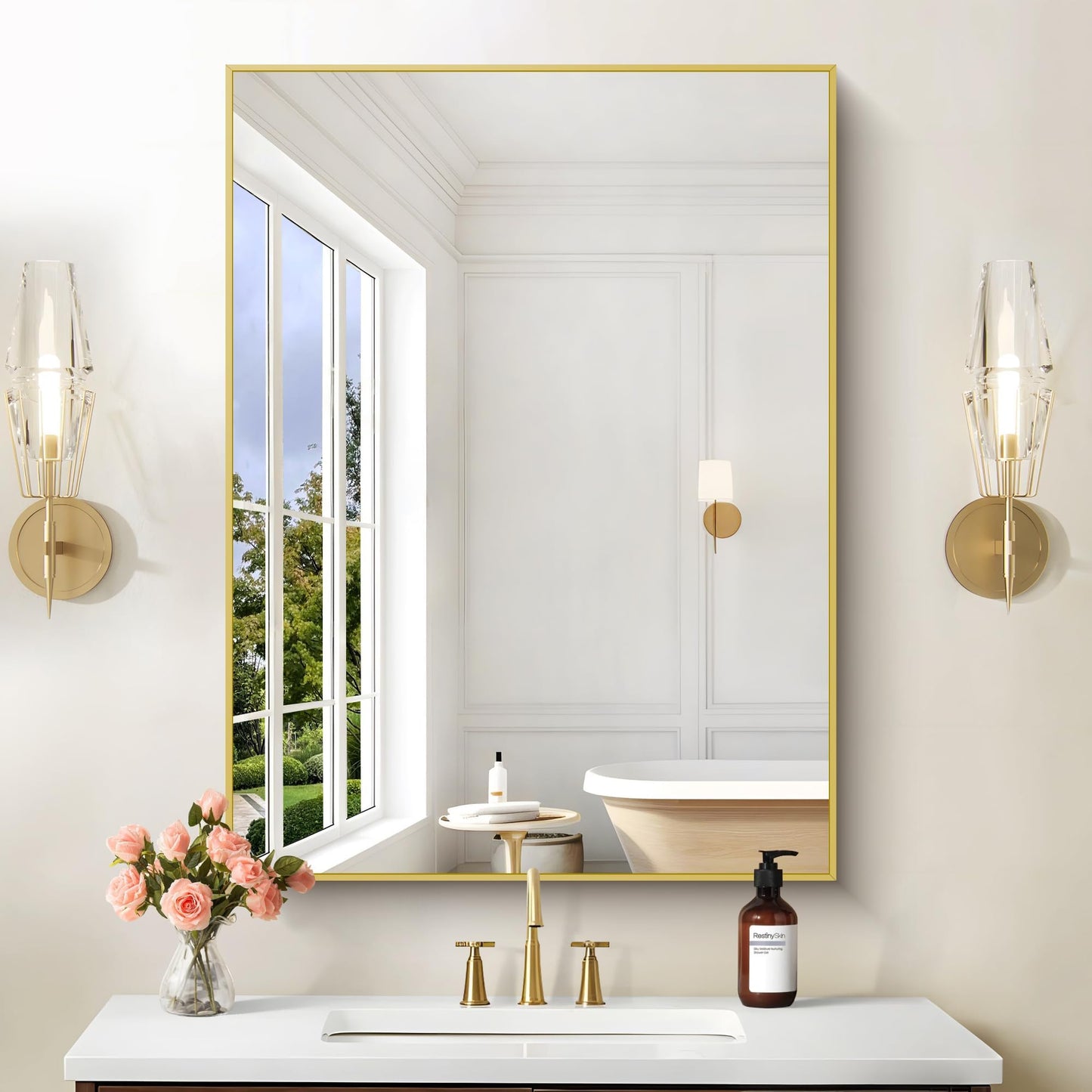 40x48 Black Bathroom Mirror