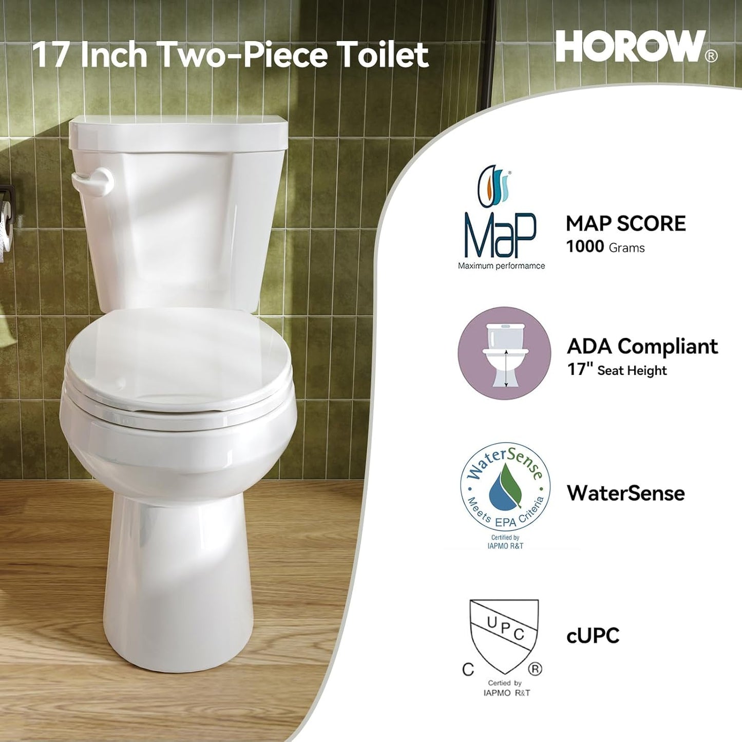 HOROW ADA Toilet – 1.28 GPF, White