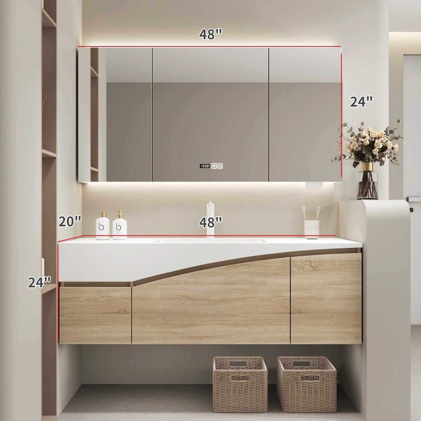 40" Floating Vanity w/ LED Mirror
