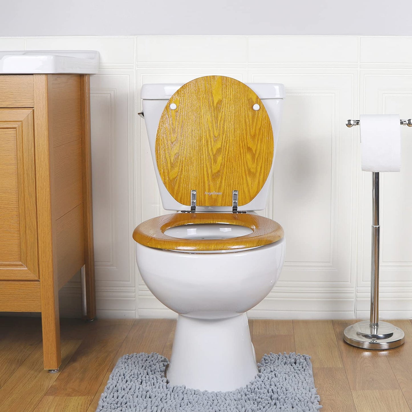 Angel Shield Wood Toilet Seat