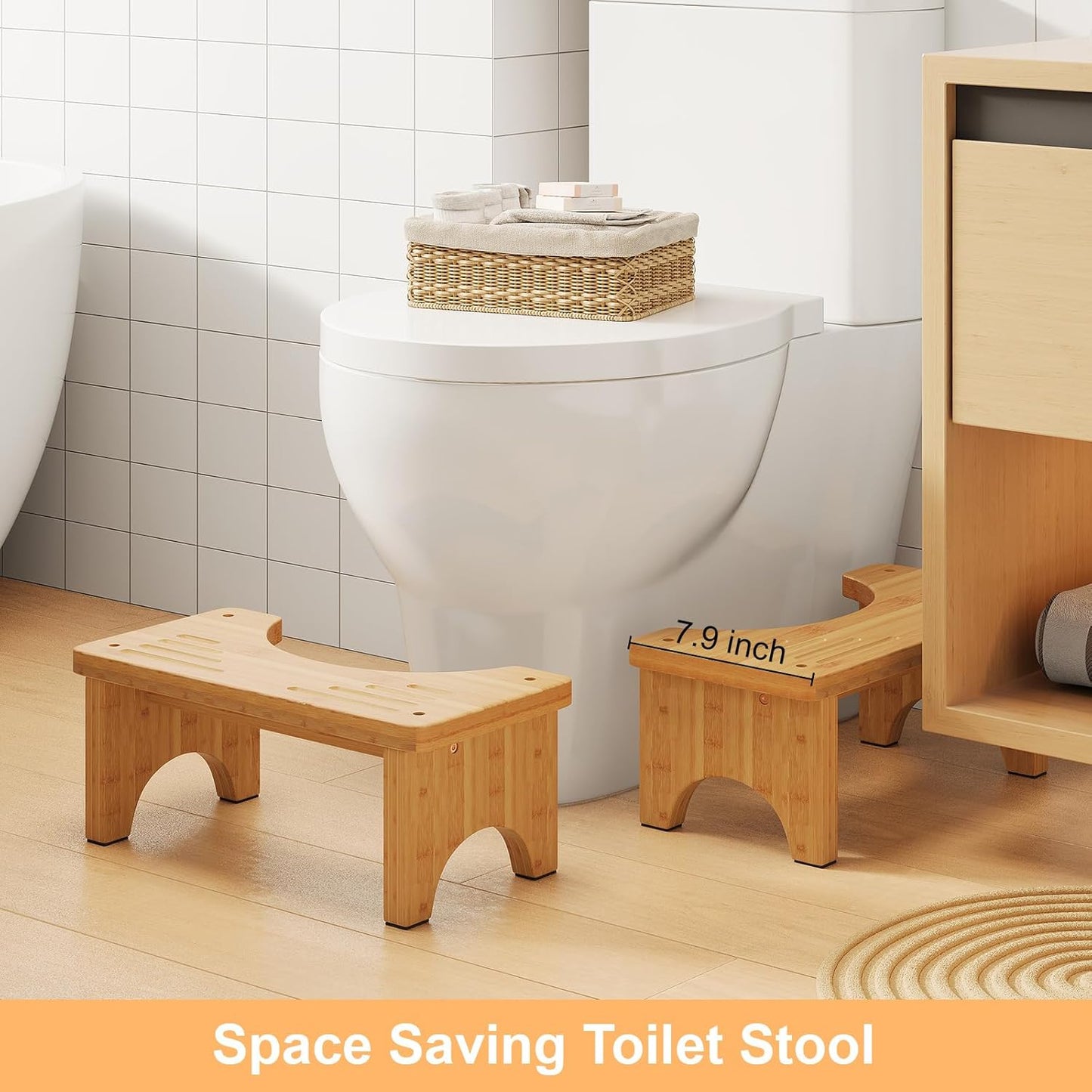 7" Bamboo Toilet Stool – Non-Slip