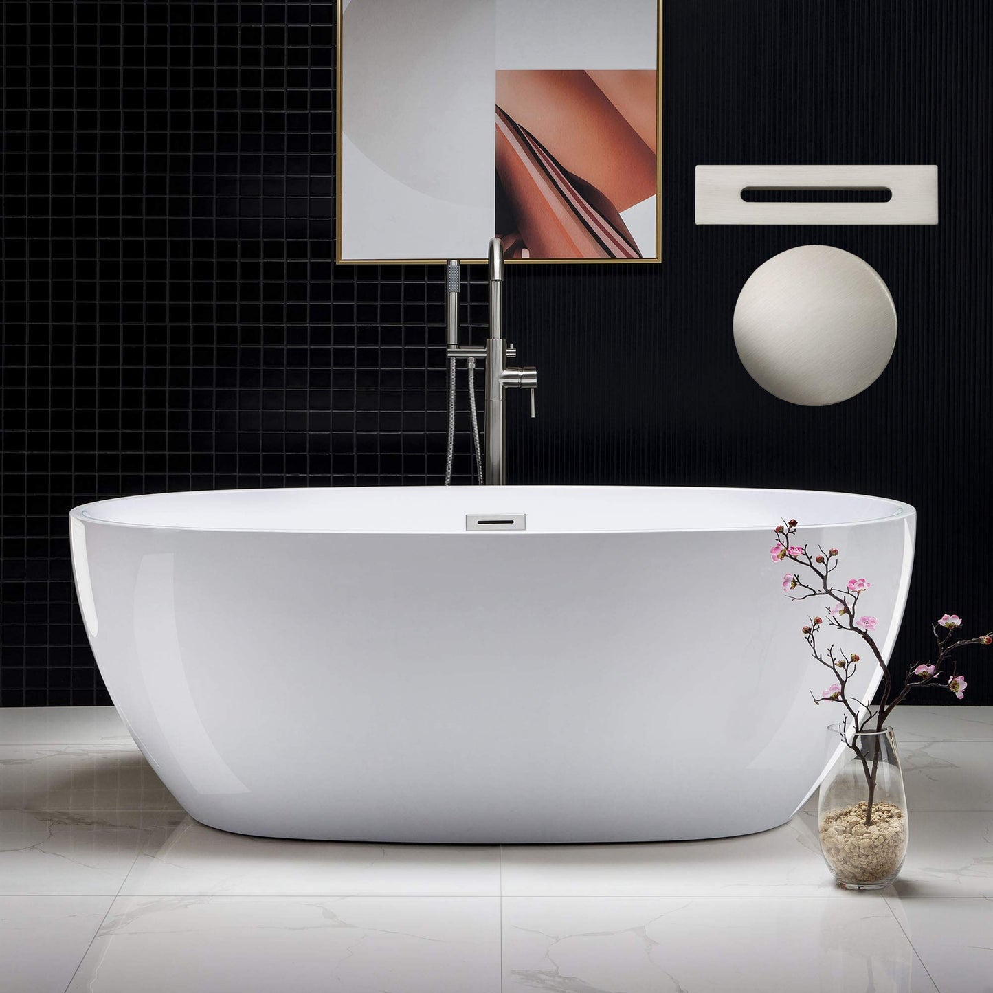 59" WOODBRIDGE Tub - White