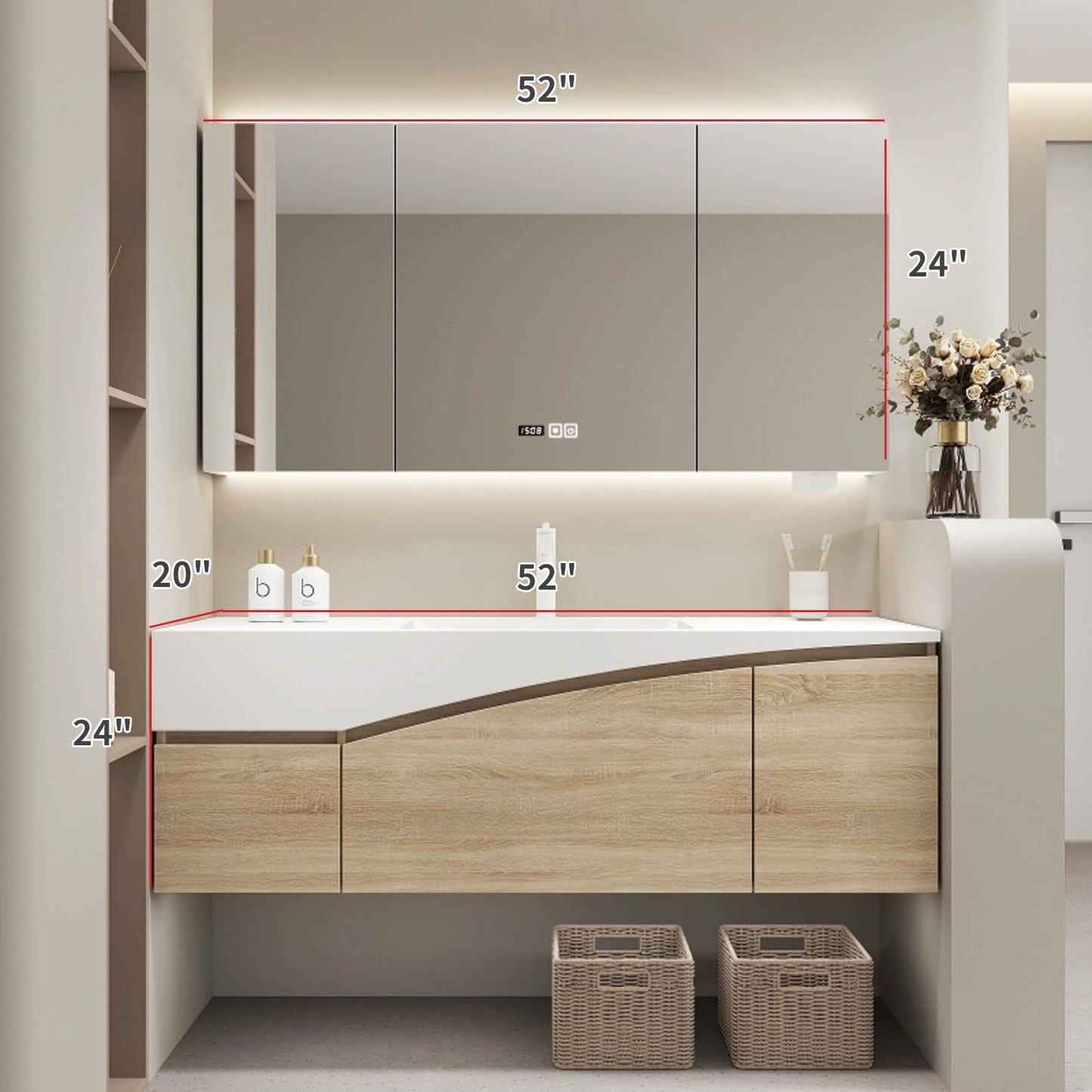 40" Floating Vanity w/ LED Mirror