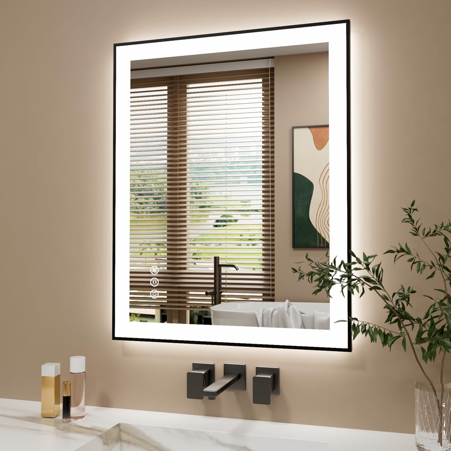 72x32 Gold LED Bathroom Mirror