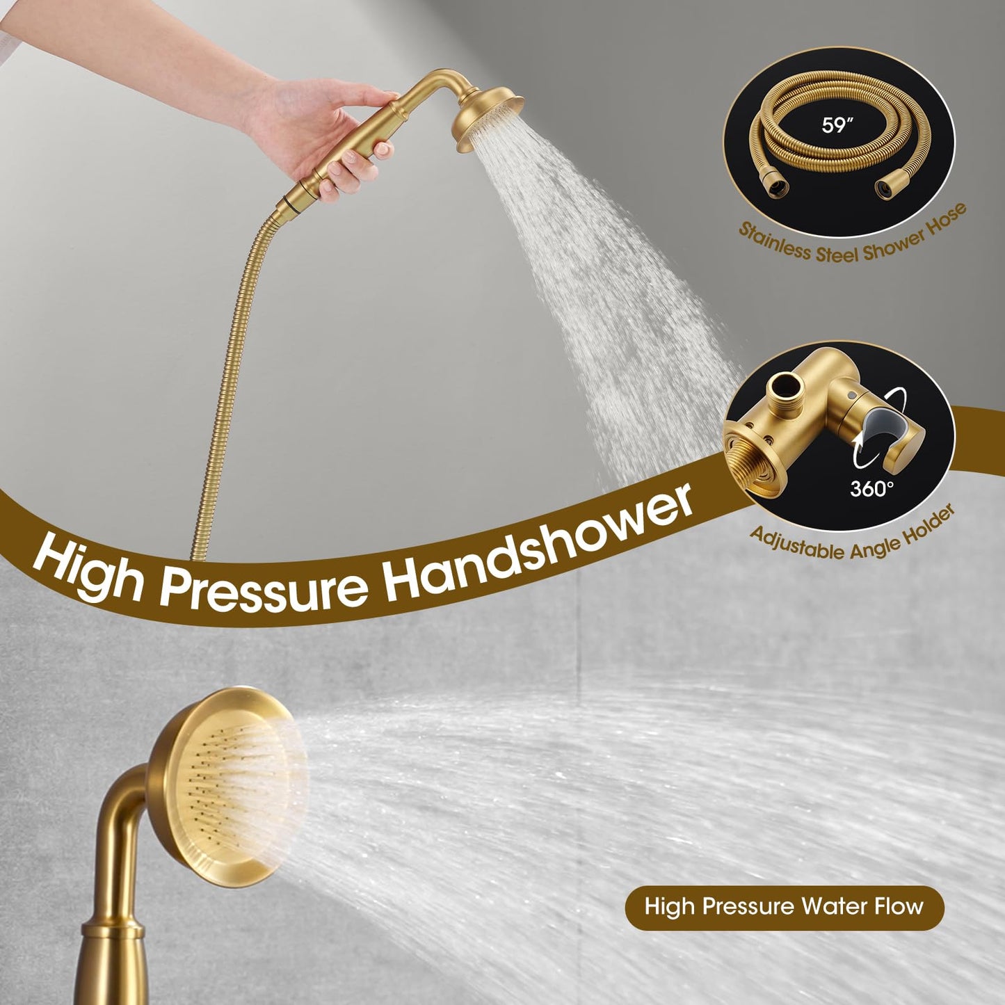Rain Shower System – Brushed Gold