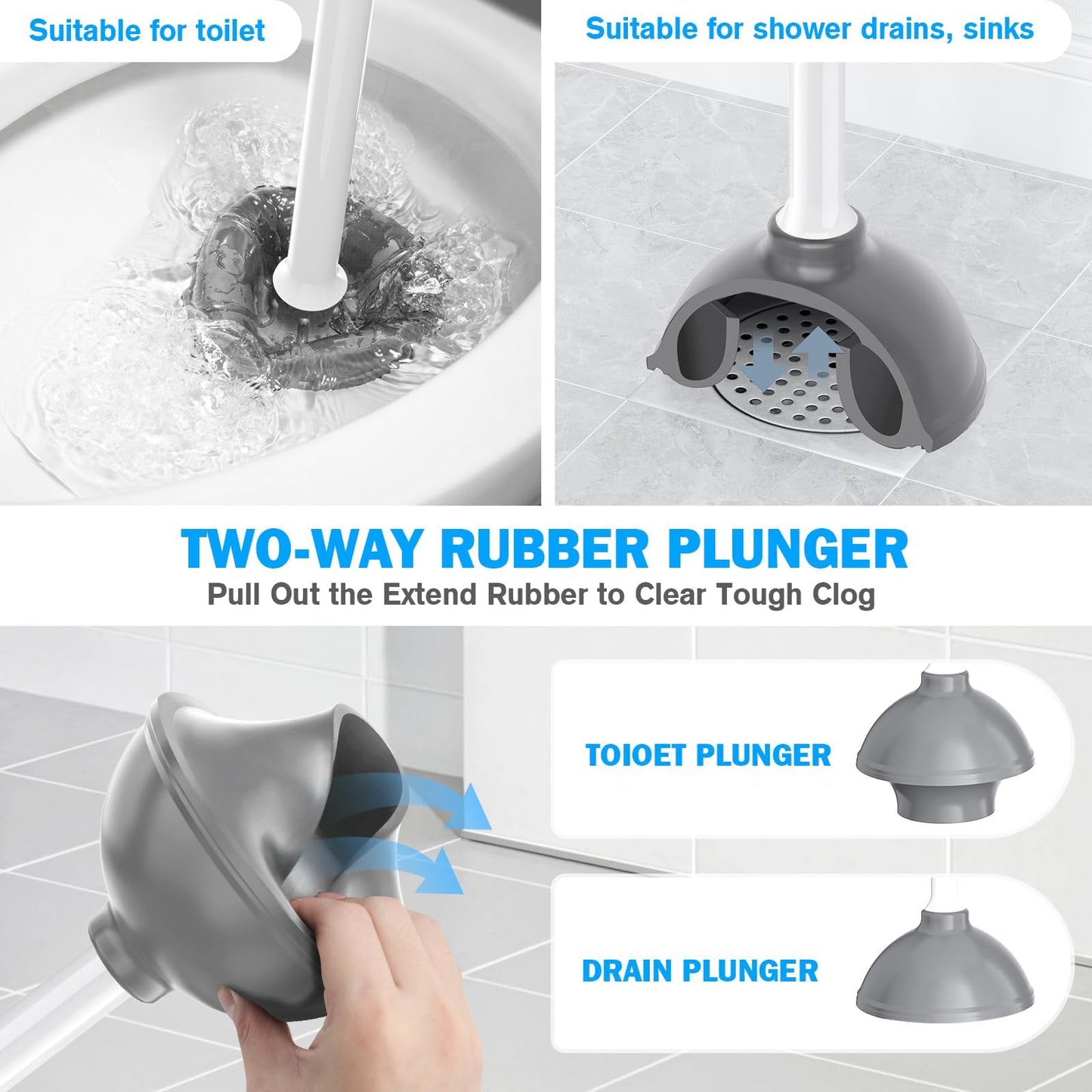 Toilet Cleaner Set – White & Grey