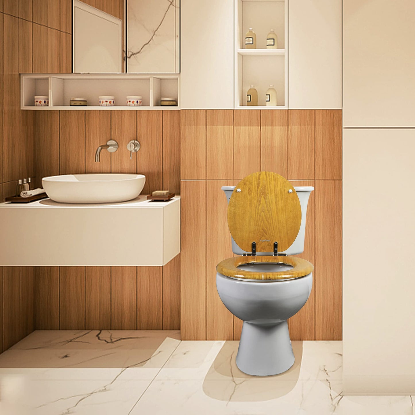 Angel Shield Wood Toilet Seat