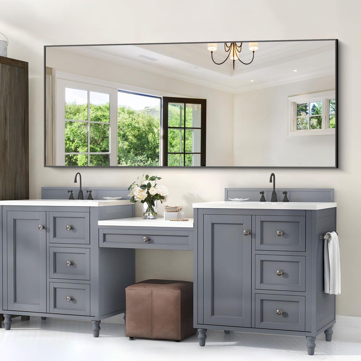 40x48 Black Bathroom Mirror