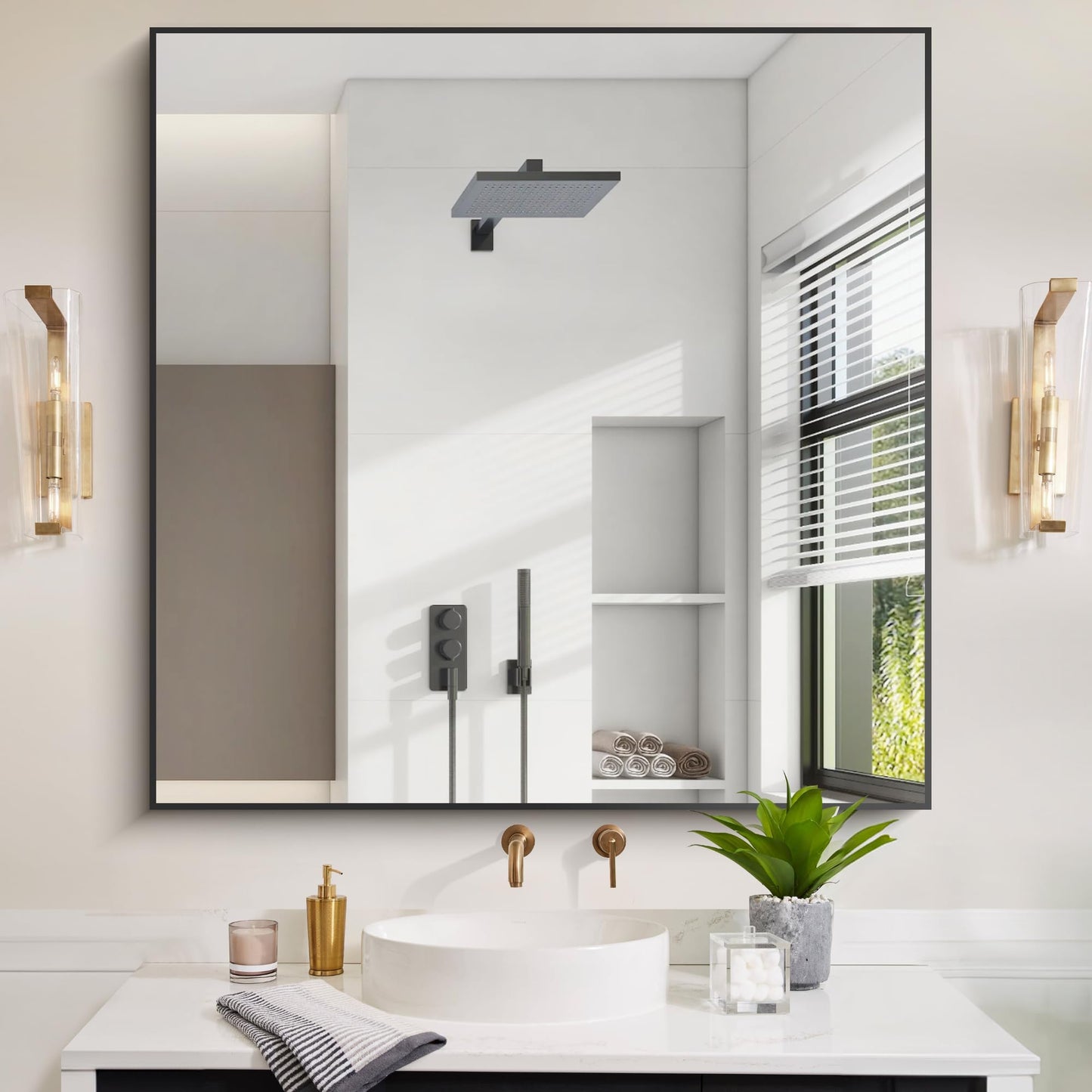 40x48 Black Bathroom Mirror