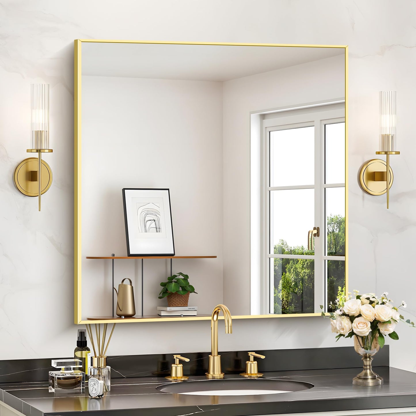 40x48 Black Bathroom Mirror